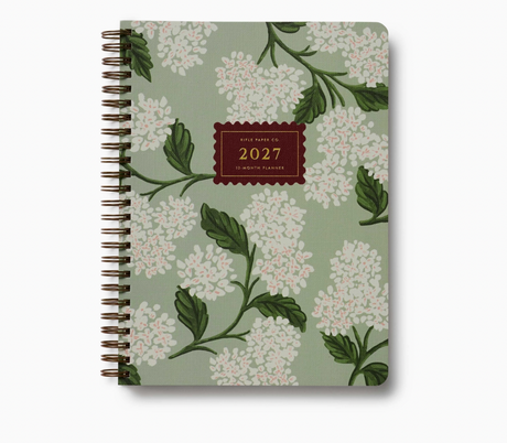 2027 Sage Hydrangea 12-Month Softcover Spiral Planner